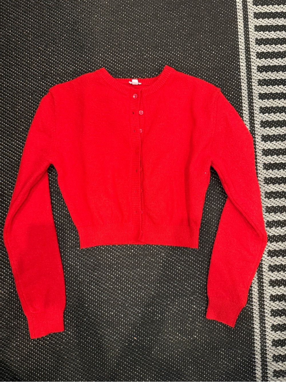 Garage Bright Red Button Up Knit Sweater